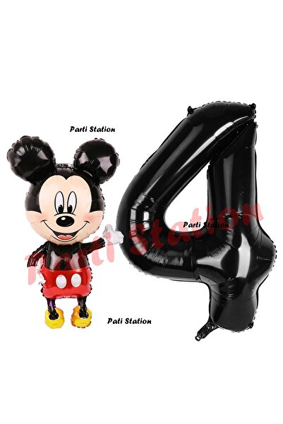 Parti Station Mickey Mouse Balon 4 Yaş Doğum Günü Set Mickey Mouse Konsept Ba...