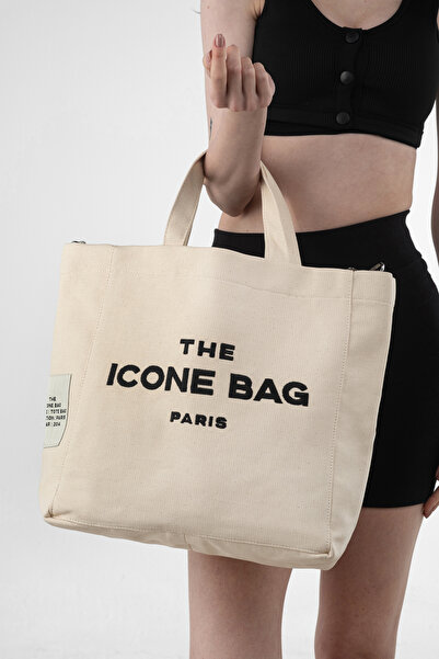 ICONE BAG Icone Beige - Paris Κεντημένη γυναικεία τσάντα ώμου