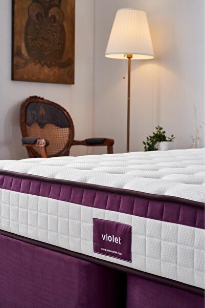 Niron Yatak Violet Yatak Tek Kişilik Gizli Pedli Sert Yatak Full Ortopedik Nms Yaylı Yatak, Pamuklu Örme Kumaş