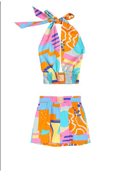 Quzu Patterned Suit Orange