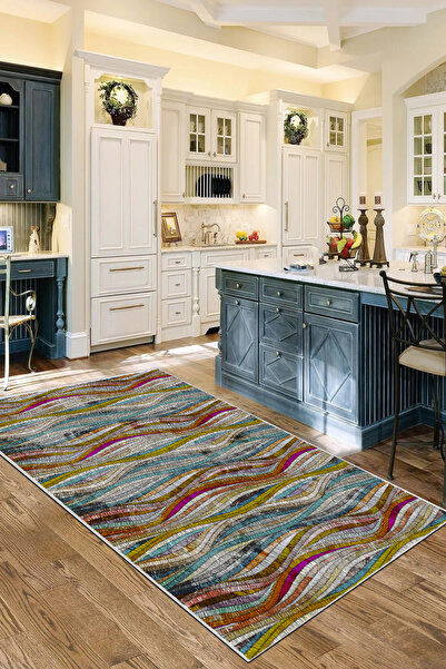 df home Kesme mutfak halısı Desenli Dijital Baskı Yıkanabilir Kaymaz Taban  İ...