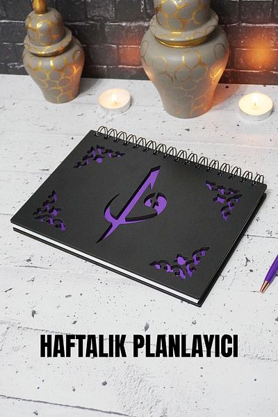 markcat Elif Vav Black Wooden Schedule Book - Infinite Agenda - Weekly Planner - A5