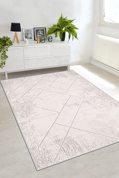 df home Salon Halısı Geometrik İskandinav Eskitmeli Dijital Baskı Yıkanabilir...