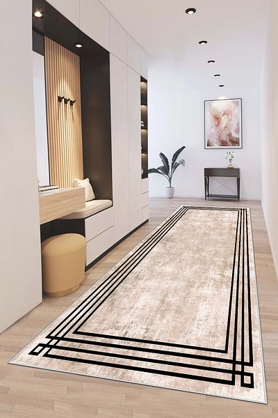 df home 8062 Model Digital Printed Cutting Mat - Washable Non-Slip Base and Entrance Carpet