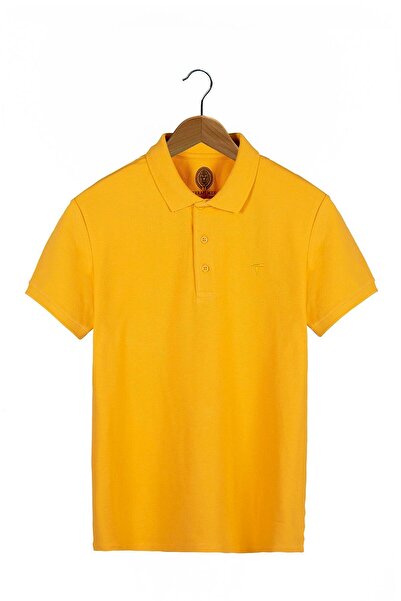 ADEGO Tricou pentru bărbați Mustard Slim Fit cu gât polo - Basic