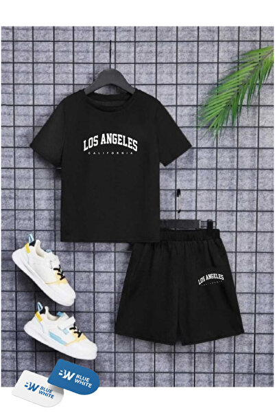 FRİENDS KİDS Boys/Girls ''LosAngeless'' Printed T-Shirt-Shorts Set