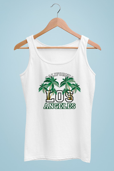 Raf Coll Tricou cu bretele pentru femei Los Angeles Design imprimat digital 100% bumbac