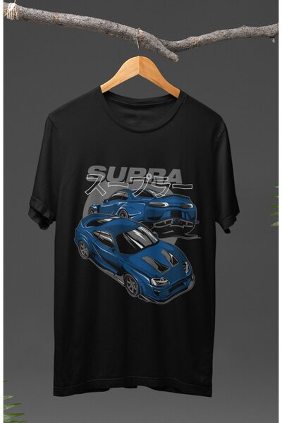 Fuddy Moda Unisex plava Toyota Supra Štampano T-shirt , majica sa temom autom...