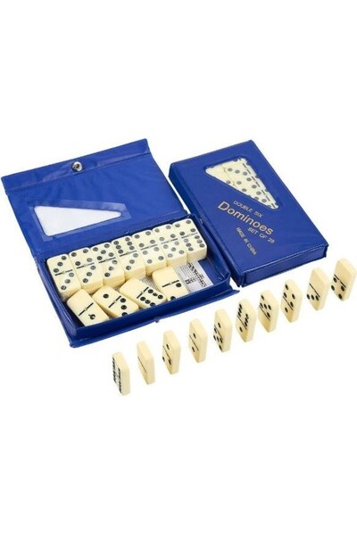 BarkoFix Büyük Boy Domino Oyun Seti Seramik Çantalı 5 x 2,5 x 1 cm