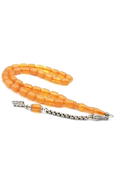 Murty99 Rosariu de chihlimbar bej tăiat cu șlefuță albă 024