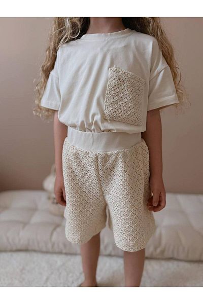 Jolly Kids Set pantaloni scurți pentru fete din dantelă crem