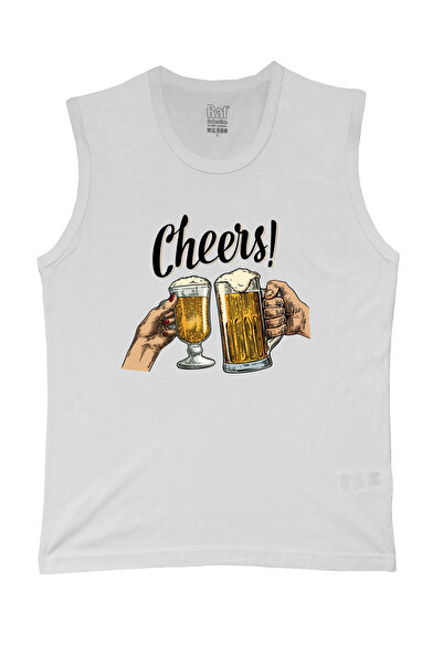 Raf Coll Tricou tricotat fără mâneci pentru bărbați, cu design de bere, impri...