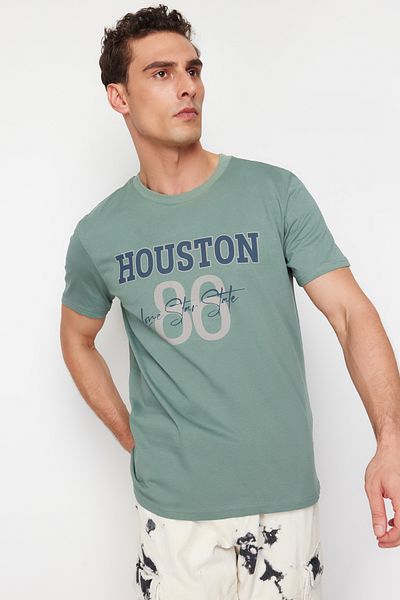 Trendyol Collection Mint Houston nyomott normál/normál szabású tok szövet póló TMNSS24TS00207