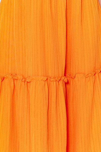 Trendyol Collection Oranžové maxi tkané plážové šaty TBESS24EL00081
