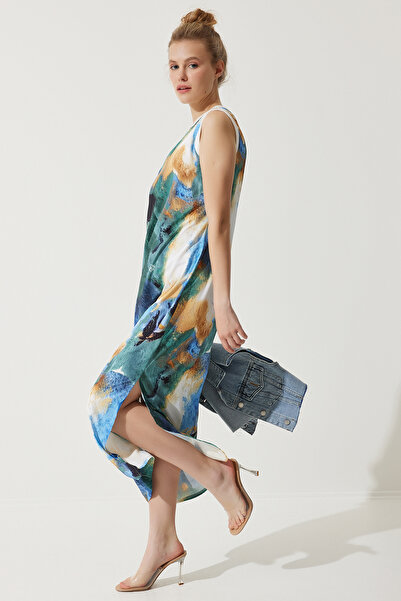 Happiness İstanbul Dámske letné šaty bez rukávov s modrým prechodom KJ00010