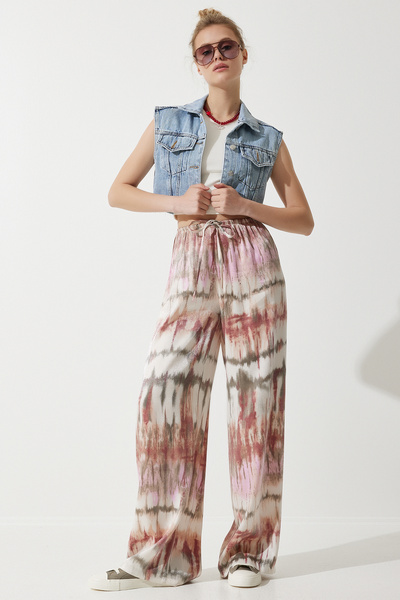 Happiness İstanbul Women's Pink Silky Premium Palazzo Trousers UL00020