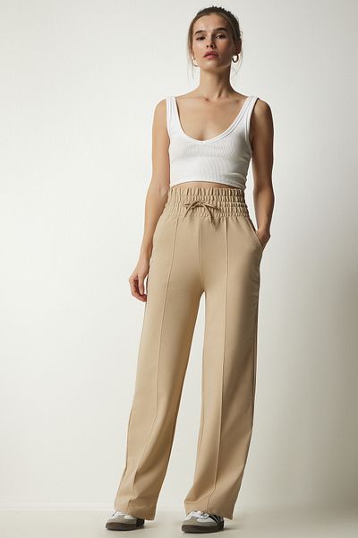 Happiness İstanbul Damen Latte Pocket Basic Strick-Jogginghose XR00018