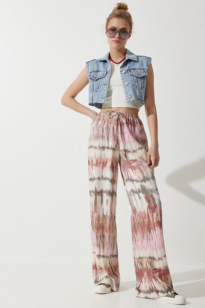 Happiness İstanbul Women's Pink Silky Premium Palazzo Trousers UL00020