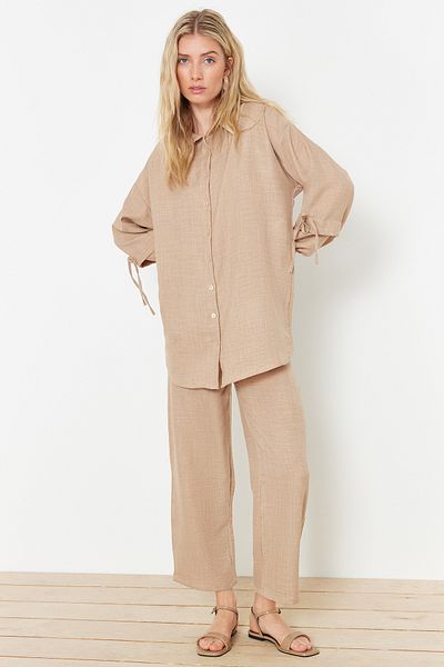 Trendyol Modest طقم علوي منسوج من الكتان الحجري TCTSS24US00062
