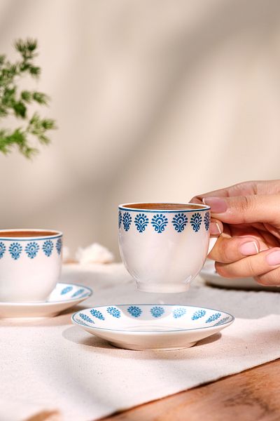 Emsan Sierra New Bone Coffee Cup Set for 2 Persons 90 ml Blue