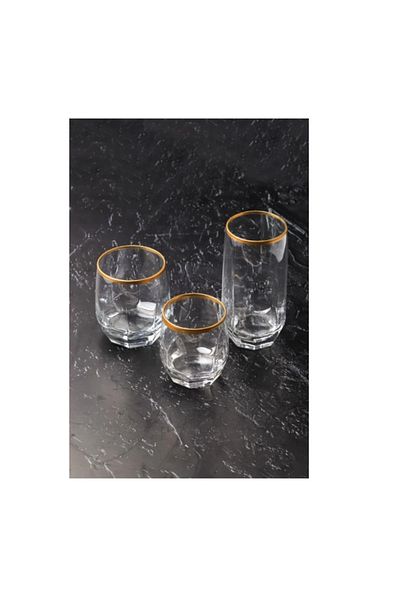 LAV Gold Gilded Diamond 18 Piece Soft Drink Water Set