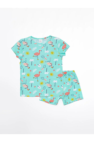LC Waikiki LCW baby Crew Neck Baby Girl Shorts Pajamas Set