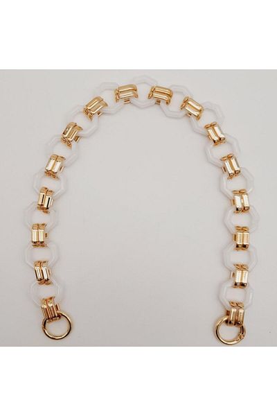 angel çanta aksesuar Accesoriu Geanta Angel 48 cm Lanț cu mâner pentru geantă octogonală din acril Culoare albă Metal auriu deschis