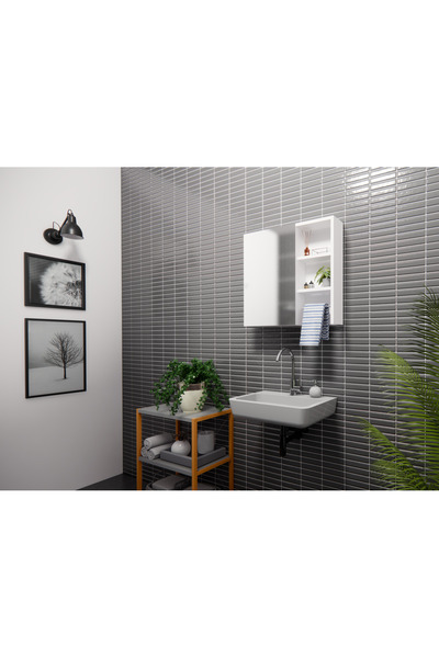 ARTEL MOBİLYA HAVLU ASKILI AYNALI BANYO ÜST DOLABI & KAĞIT PEÇETE ASKILI BANYO DOLABI