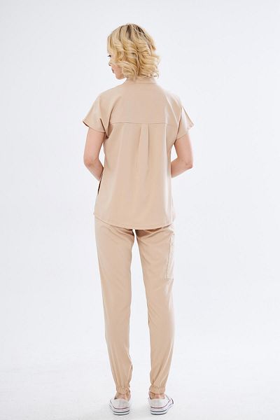 Class Üniforma Nova - Tricou flexibil pentru asistentă și doctor, cu guler înclinat din Lycra, cu jumătate de plachetă, cu capse