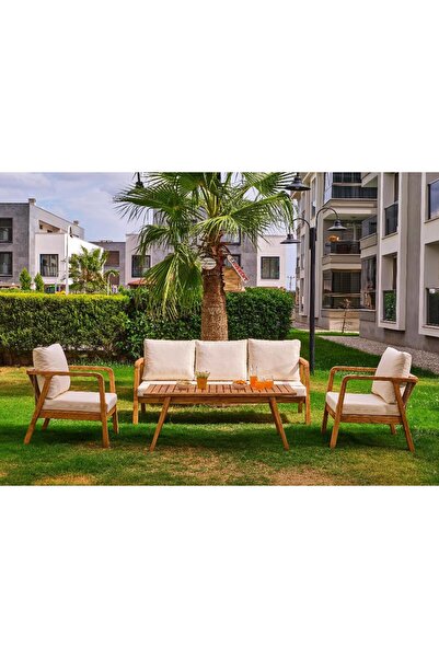 Mobilya Dükkanım Gardenya Ahşap Oturma Grubu ROY011