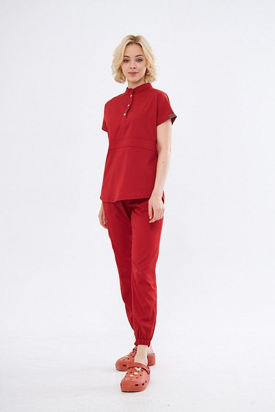 Class Üniforma Nova - Tile Women's Lycra Prevailing Neck Half Placket Snap Fastener Flexible Nurse and Doctor Jersey