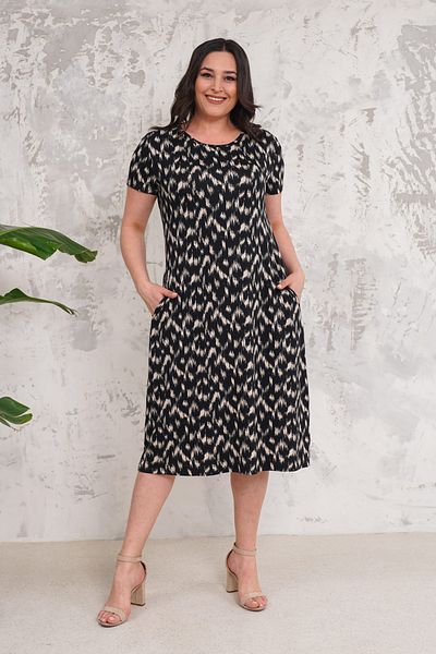 Neşeli Butik γυναικείο φόρεμα με στάμπα μεγάλου μεγέθους λύκρα NBA009