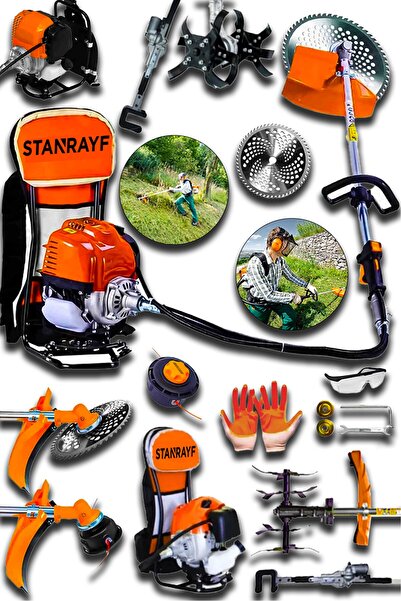 stanrayf Alman 16 Hp Çelik Şanzıman Benzinli Sırt Tipi Tırpan Motoru Zeytin S...