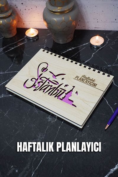 markcat Istanbul Design Wooden Plan Notebook - Αντιμετώπιση χωρίς ημερομηνία - Σημειωματάριο εβδομαδιαίου προγραμματισμού - Α5