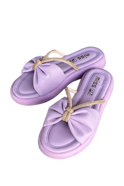 İpek Miss women's colored stone comfort sole slippers (buy one size plus)