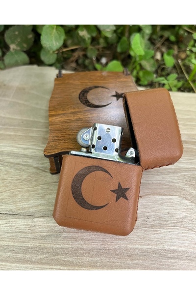 dagdan store Kişiye Özel Ay Yıldız İşkemeli Zippo Çakmak