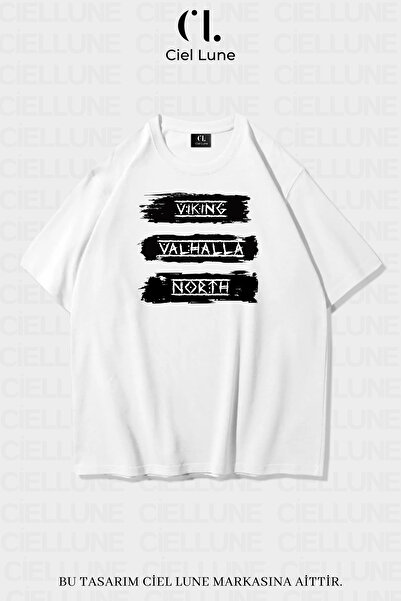 NEVERMIND Unisex Femei Bărbați Viking Valhala North Printed Design Special Tricou oversize