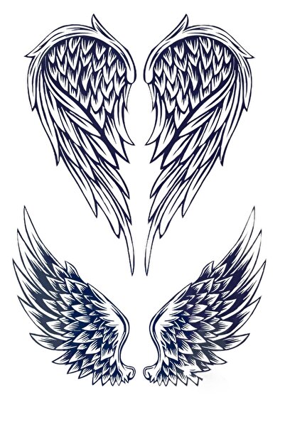 Barly 30 GÜN / 1 AY KALICI Kanat Figürlü Geçici Dövme Tattoo(24 Saat İçerisin...