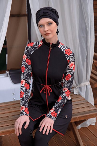 İYİBU Μαγιό Hijab με φερμουάρ Πλήρως καλυμμένο Μαγιό Hijab από ύφασμα απωθητικό στο νερό