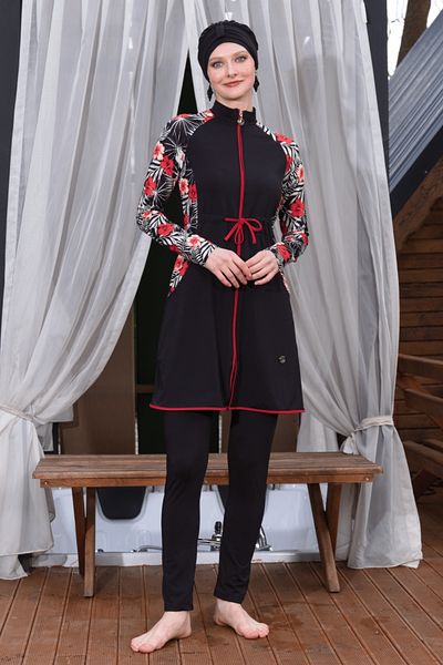 İYİBU Zipped Hijab Swimsuit Full Covered Modest Comfortable Water Repellent Fabric Hijab Swimsuit