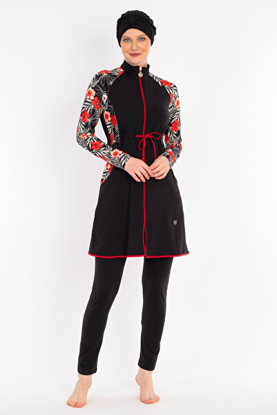 İYİBU Μαγιό Hijab με φερμουάρ Πλήρως καλυμμένο Μαγιό Hijab από ύφασμα απωθητικό στο νερό