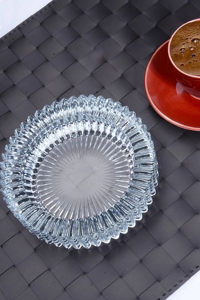 Tanemce Crystal Luxury Τασάκι Γυάλινο Δίσκος Τέφρας Πούρων Στρογγυλό Πιάτο Τέφρας