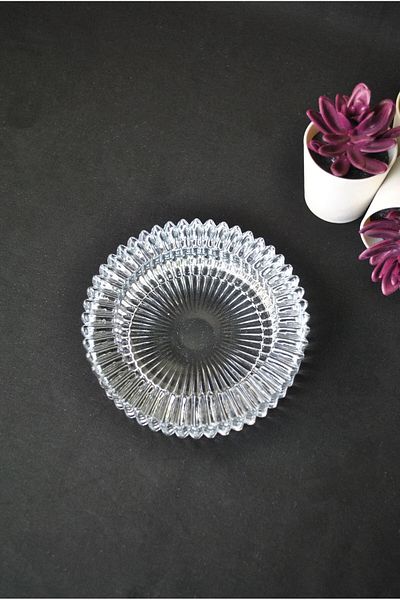 Tanemce Crystal Luxury Τασάκι Γυάλινο Δίσκος Τέφρας Πούρων Στρογγυλό Πιάτο Τέφρας