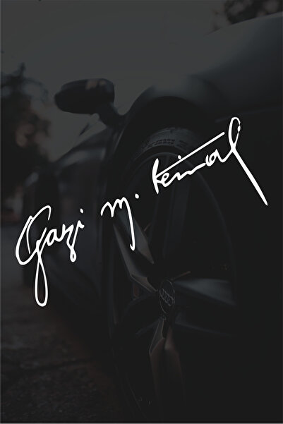 HMNL Beyaz 20 Cm Gazi M.kemal Atatürk Imza Sticker Oto, Araba Sticker