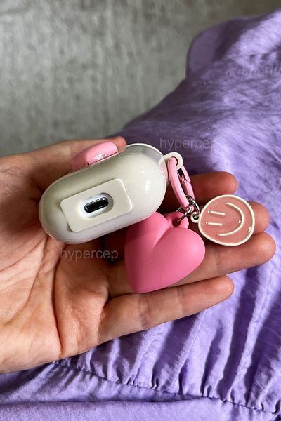 WANNA PROTECT Airpods 1 و 2.حافظة سماعة رأس من السيليكون بتصميم قلب وردي كريمي متوافق مع الجيل
