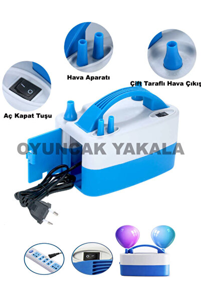 oyuncak yakala Çift Hava Çıkışlı 2 Düğmeli Balon Şişirme Makinası, Elektrikli...