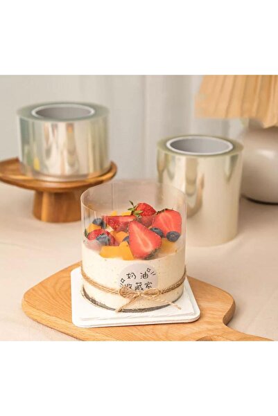 YDS PARTİ غشاء ديكور جانبي شفاف بدون نمط بطول 9 سم - 25 متر، حامل جيلاتين كريما