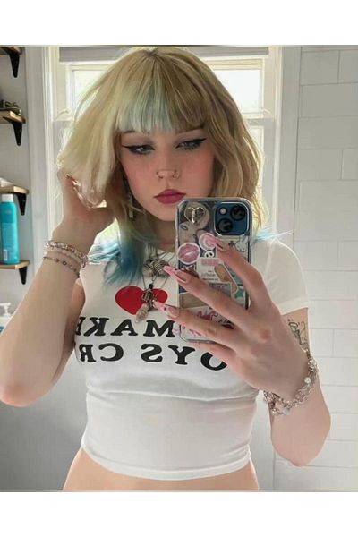 DEEFWEAR Y2k Printed Crop T-Shirt