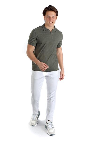 Lee Cooper تيشيرت رجالي بياقة بولو - بوكسل كاكي