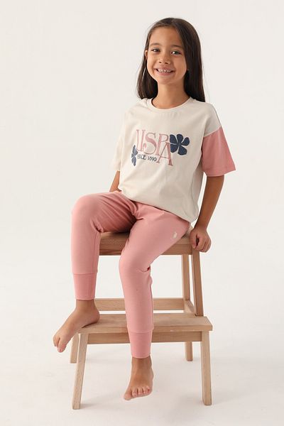 U.S. Polo Assn. New Season Κοριτσίστικες πιτζάμες με κοντομάνικο επάνω κάτω σετ